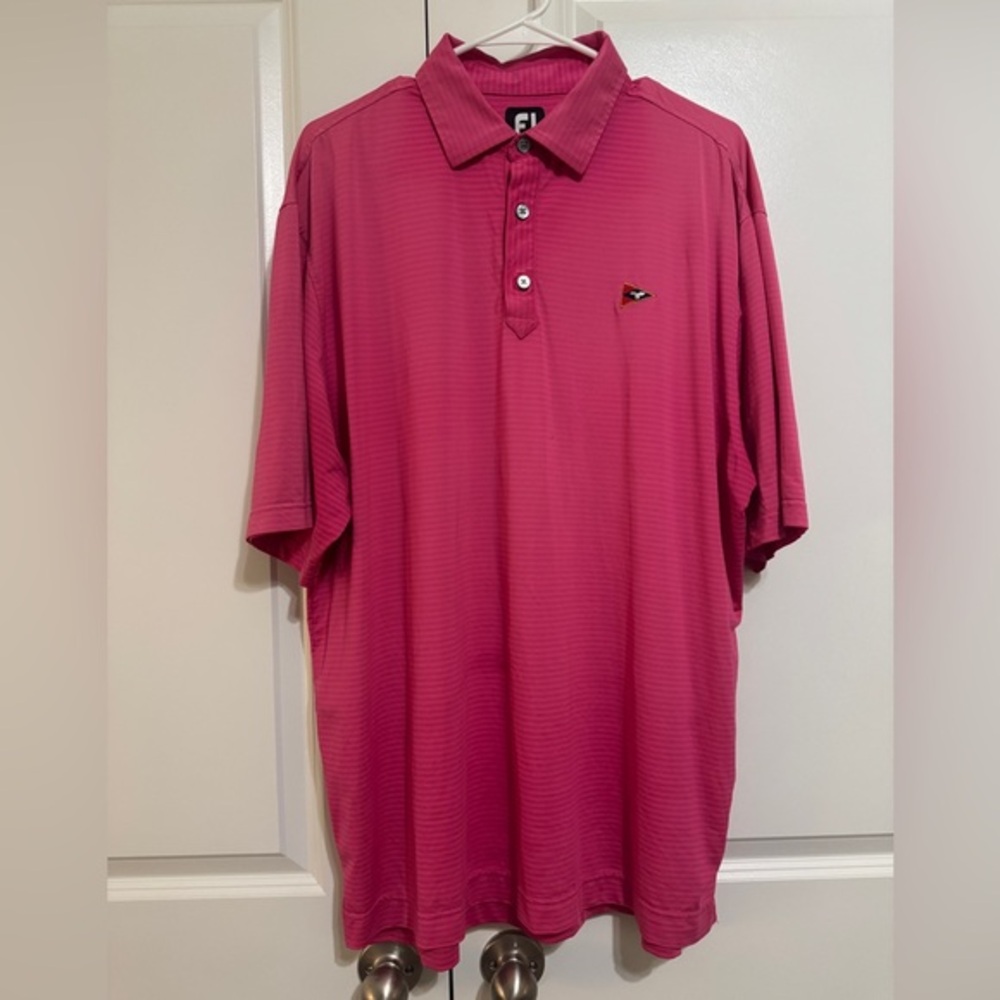 FootJoy FJ Pink Striped Performance Golf Polo Shirt Size XL